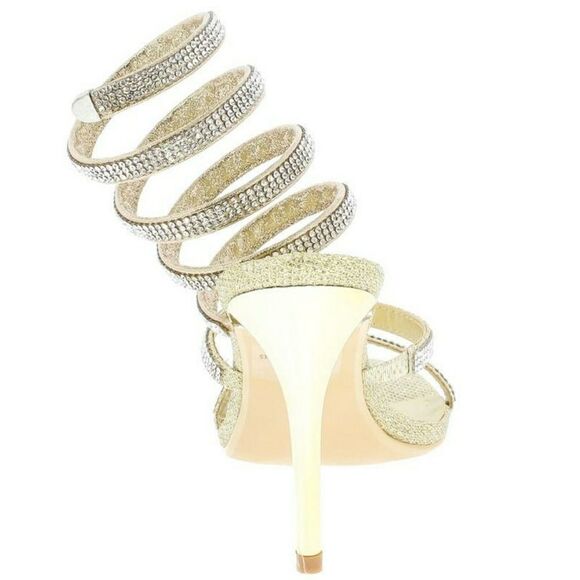 Gold Suedette Ankle Strap Heels - Picture 4 of 4